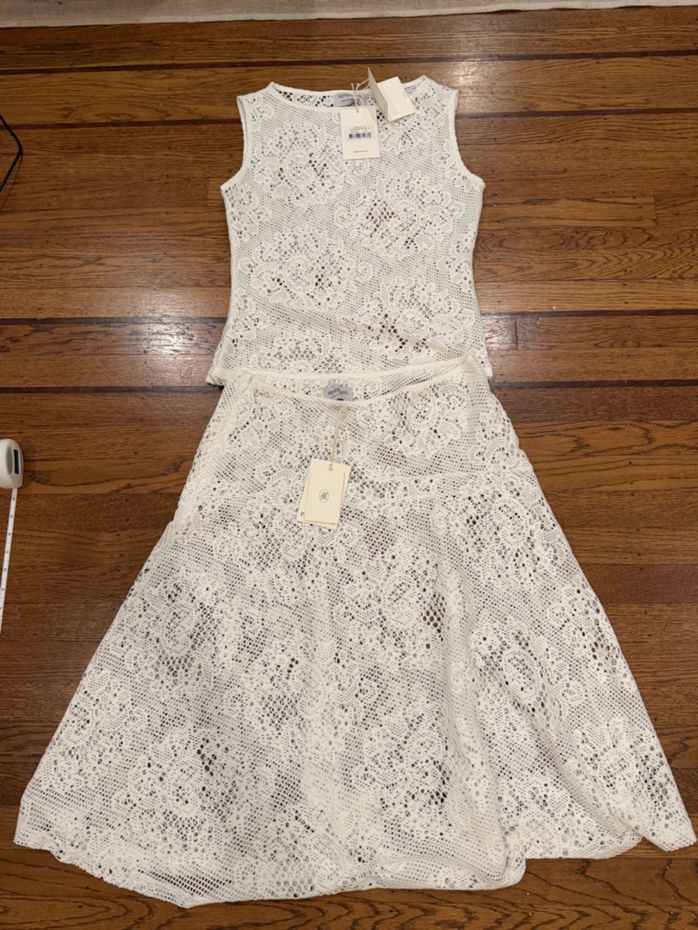 Peppermayo Cream Crochet Two-Piece Set